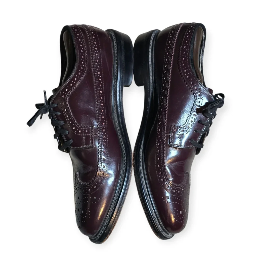 Vintage Sears Men's Wingtip Brogues Burgundy Leather Shoes, Size 11 D
